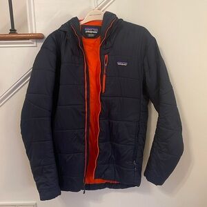 Large Men’s Patagonia Navy Puffer Jacket with Hood